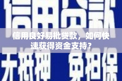 安乡信用良好易批贷款，如何快速获得资金支持？