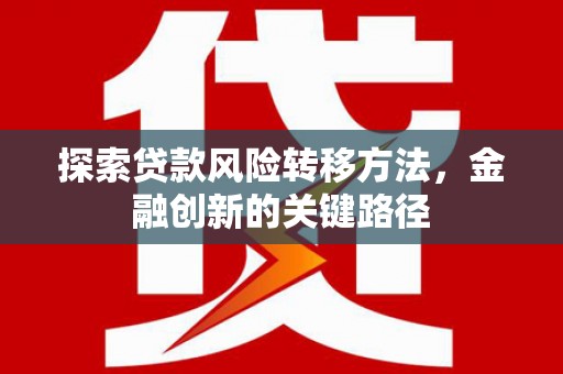 安乡探索贷款风险转移方法，金融创新的关键路径