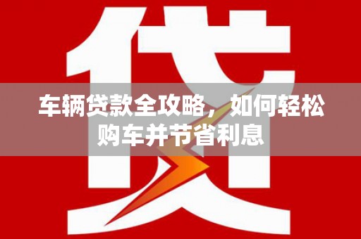 安乡车辆贷款全攻略，如何轻松购车并节省利息