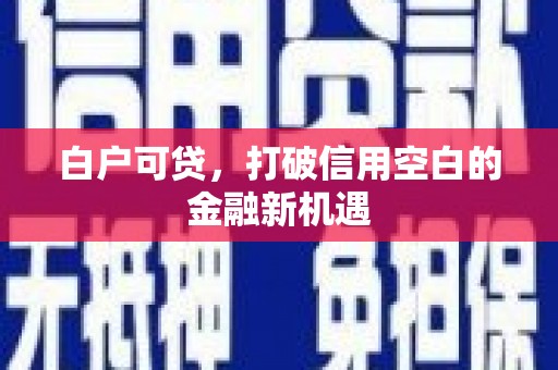 安乡白户可贷，打破信用空白的金融新机遇