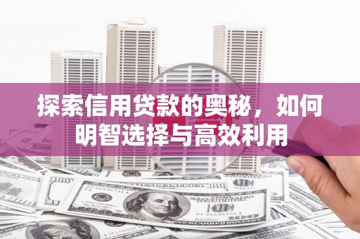安乡探索信用贷款的奥秘，如何明智选择与高效利用